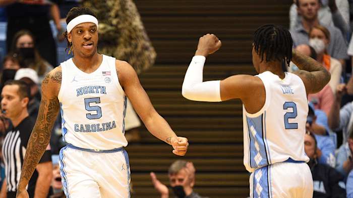 UNC's Armando Bacot and Caleb Love